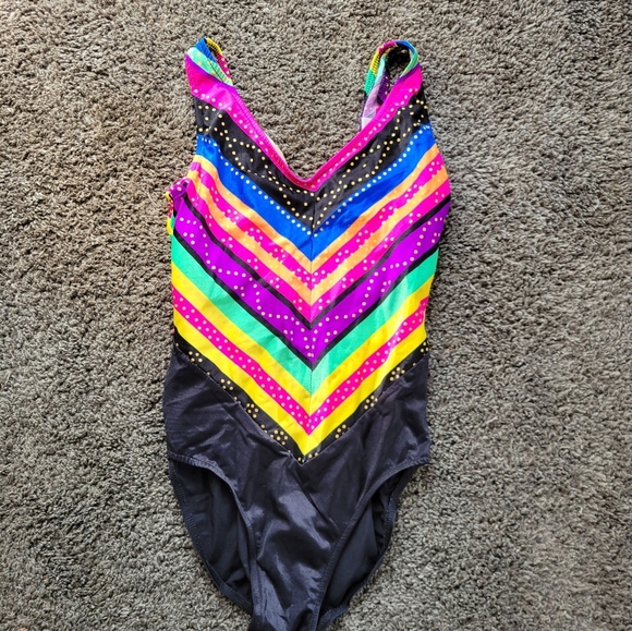Vintage Bathing Suit 1980s Rainbow Womans Sun Streak Size 6 - Picture 1 of 8